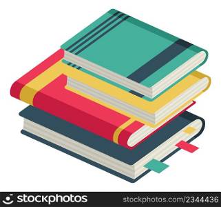 Book pile. Heap of hard covers. Study symbol isolated on white background. Book pile. Heap of hard covers. Study symbol