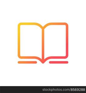 Book pixel perfect gradient linear ui icon. Online bookstore. Buy, sell ebooks. E-commerce business. Line color user interface symbol. Modern style pictogram. Vector isolated outline illustration. Book pixel perfect gradient linear ui icon