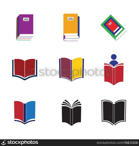 Book reading logo and symbols template icons app