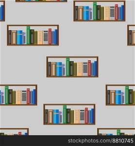Book shelf seamless pattern. Textbook library, literature study, university and knowledge, vector graphic illustration. Book shelf seamless pattern