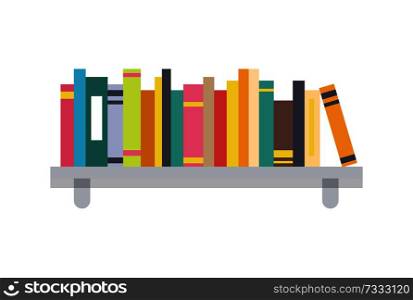 Book shelf template, color vector illustration, books collection on grey shelf, white background, colorful sketch, home library, decoration elements. Book Shelf Template, Color Vector Illustration