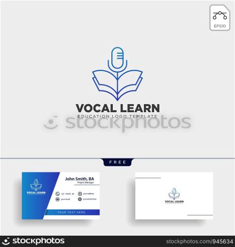 book sing vocal learning line logo template vector illustration icon element isolated with business card - vector. book sing vocal learning line logo template vector illustration