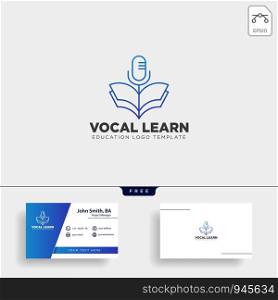 book sing vocal learning line logo template vector illustration icon element isolated with business card - vector. book sing vocal learning line logo template vector illustration
