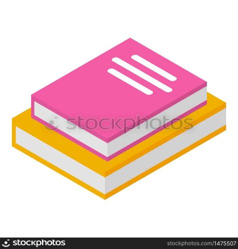 Book stack icon. Isometric of book stack vector icon for web design isolated on white background. Book stack icon, isometric style