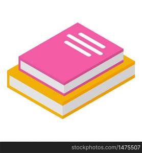Book stack icon. Isometric of book stack vector icon for web design isolated on white background. Book stack icon, isometric style