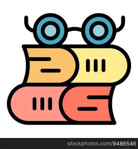 Book stack icon outline vector. Company service. Integrity core color flat. Book stack icon vector flat
