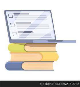 Book stack online exam icon cartoon vector. Computer test. Digital form. Book stack online exam icon cartoon vector. Computer test