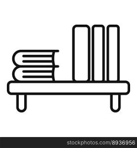 Book stack table icon outline vector. Workspace sit. Work correct. Book stack table icon outline vector. Workspace sit