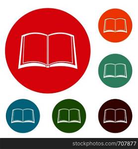Book university icons circle set vector isolated on white background. Book university icons circle set vector