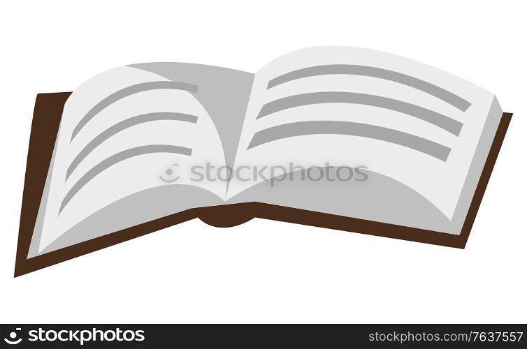 Book vector, isolated printed material handbook. Textbook catalogue, hardcover library, education and schooling, reference or report, personal diary illustration in flat style design for web, print. Book with Pages and Information, Data in Manual