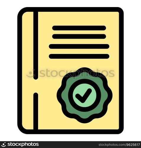 Book warranty icon outline vector. Certificate card. Money letter color flat. Book warranty icon vector flat