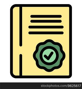 Book warranty icon outline vector. Certificate card. Money letter color flat. Book warranty icon vector flat