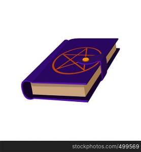 Book with a star in a circle on the cover icon in cartoon style on a white background . Book with a star in a circle on the cover icon