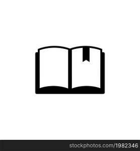 Book with Bookmark. Flat Vector Icon. Simple black symbol on white background. Book with Bookmark Flat Vector Icon