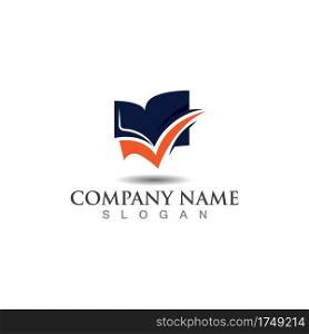 Book with check mark logo accounting analytic vector design template