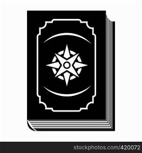 Book with eight-pointed star black simple icon on a white background. Book with eight-pointed star black simple icon