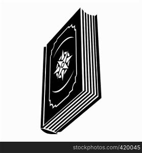 Book with eight-pointed star on the cover black simple icon on a white background. Book with eight-pointed star on the cover