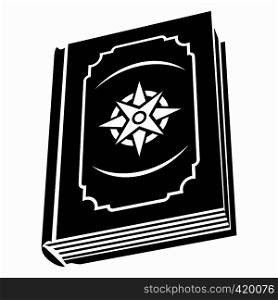 Book with eight-pointed star on the cover black simple icon on a white background. Book with eight-pointed star on the cover