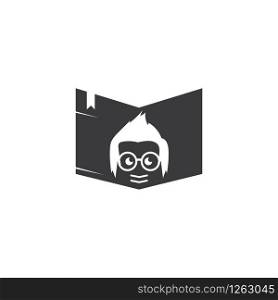 book with geek boy icon vector illustration design template