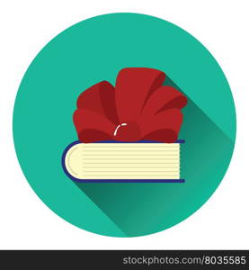 Book with ribbon bow icon. Flat color design. Vector illustration.