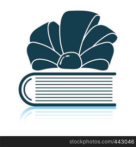 Book with ribbon bow icon. Shadow reflection design. Vector illustration.