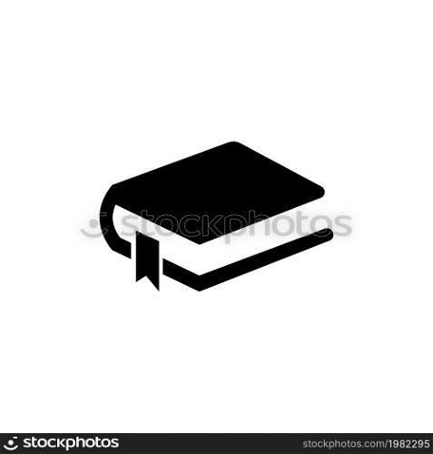 Book with Ribbon. Flat Vector Icon. Simple black symbol on white background. Book with Ribbon Flat Vector Icon