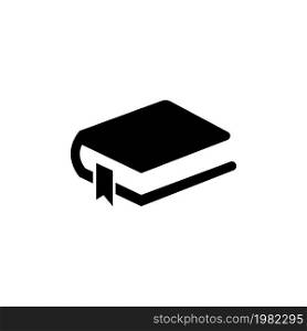 Book with Ribbon. Flat Vector Icon. Simple black symbol on white background. Book with Ribbon Flat Vector Icon