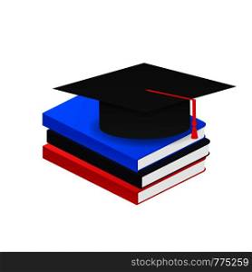 Book with vector graduation cap. Vector illustration.. Book with vector graduation cap. Vector stock illustration.