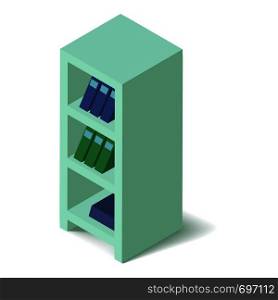 Bookcase icon. Isometric illustration of bookcase vector icon for web. Bookcase icon, isometric 3d style