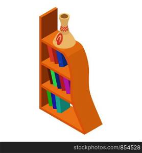 Bookcase icon. Isometric illustration of bookcase vector icon for web. Bookcase icon, isometric style