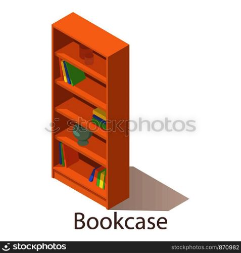 Bookcase icon. Isometric illustration of bookcase vector icon for web.. Bookcase icon, isometric style.