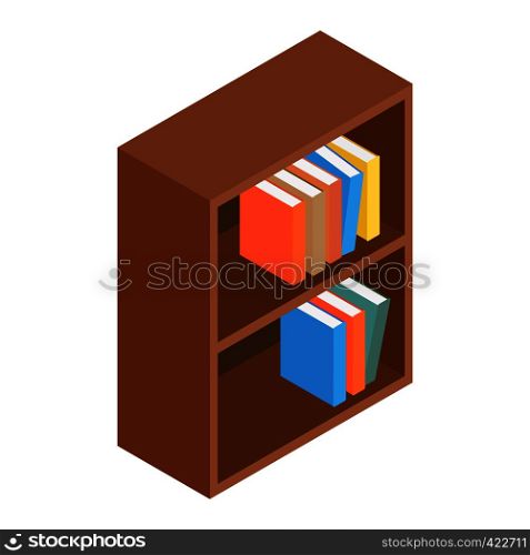 Bookcase isometric 3d icon isolated on white background. Bookcase isometric 3d icon