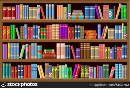 Bookcase with books. Vector illustration