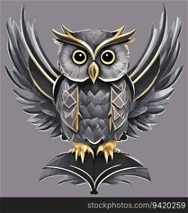 Bookish Wings: Modern and Catchy Owl Design with Simple Lines