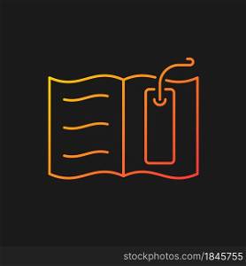 Bookmark gradient vector icon for dark theme. Thin tool for marking read page. Tracking reader progress in book. Thin line color symbol. Modern style pictogram. Vector isolated outline drawing. Bookmark gradient vector icon for dark theme