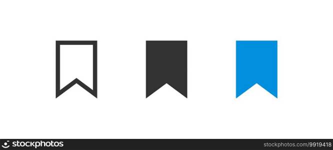 Bookmark ribbon flag set icons for web design. Vector isolated illustration