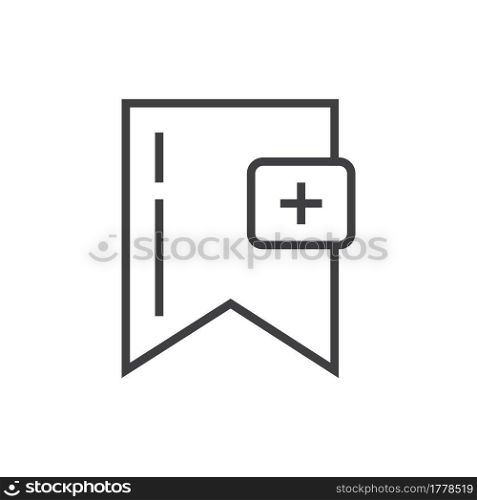 Bookmark tag, label icon vector in outline style. Bookmark line symbol for reference, paper, documents. Sign of chapter, note, paragraph, notebook. E-reading, e-library simple illustration.. Bookmark tag, label icon vector in outline style. Bookmark line symbol