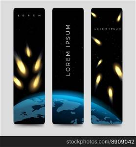 Bookmarks set with meteor shower vector. Bookmarks set with meteor shower and globe map vector
