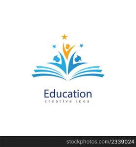 Books and Graduates Icon Vector Education Logo Template