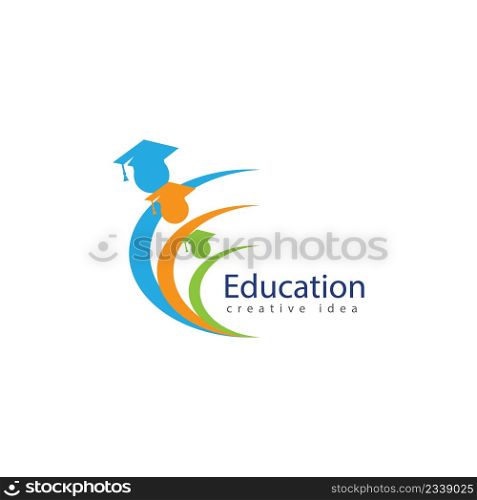 Books and Graduates Icon Vector Education Logo Template