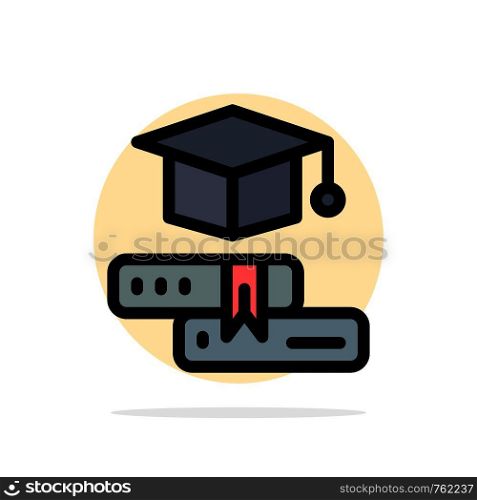 Books, Cap, Education, Graduation Abstract Circle Background Flat color Icon