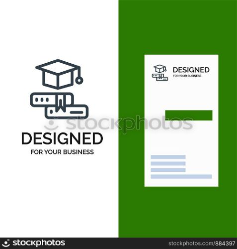 Books, Cap, Education, Graduation Grey Logo Design and Business Card Template