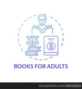 Books for adults concept icon. Online library categories idea thin line illustration. Imaginative literature. New technology. Vector isolated outline RGB color drawing. Books for adults concept icon.
