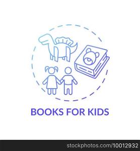 Books for kids concept icon. Online library category idea thin line illustration. Educational materials for children. New technology. Available literature. Vector isolated outline RGB color drawing. Books for kids concept icon