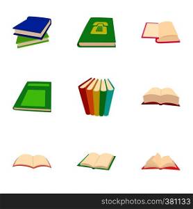 Books icons set. Cartoon illustration of 9 books vector icons for web. Books icons set, cartoon style