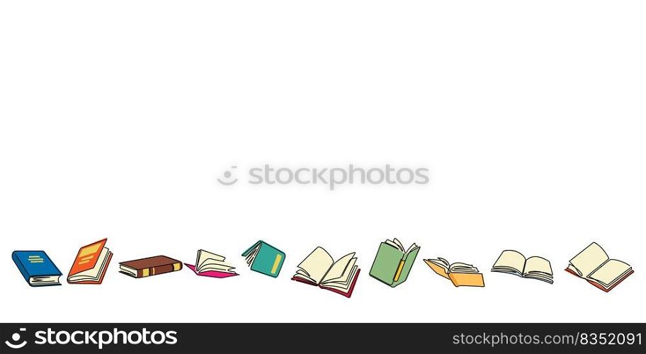 books line art pattern vector illustration for decoration, background,etc. One line drawing of book colored line icon.