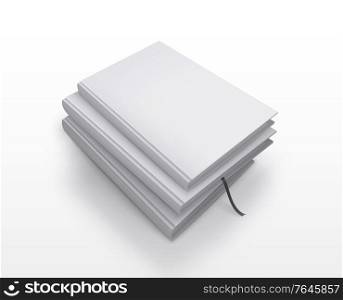Books mockup composition of realistic images with view of stack of three similar books with shadows vector illustration