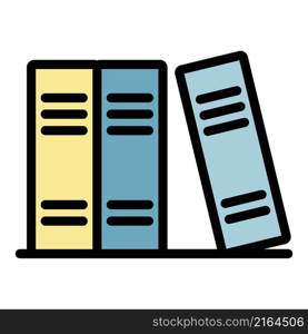 Books on shelf icon. Outline books on shelf vector icon color flat isolated. Books on shelf icon color outline vector