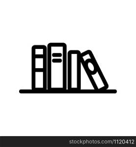books on the shelf icon vector. A thin line sign. Isolated contour symbol illustration. books on the shelf icon vector. Isolated contour symbol illustration
