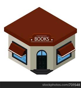 Books shop building icon. Isometric of books shop building vector icon for web design isolated on white background. Books shop building icon, isometric style